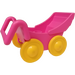 Duplo Pink Pram with Larger Yellow Wheels (74202 / 88206)