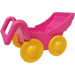 Duplo Pink Pram with Larger Yellow Wheels (88206 / 92937)