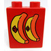 Duplo Red Brick 1 x 2 x 2 with Bananas with Stickers without Bottom Tube (4066)