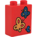 Duplo Rot Stein 1 x 2 x 2 mit Butterflies ohne Unterrohr (4066)