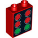 Duplo Red Brick 1 x 2 x 2 with Starting Lights Red and Green without Bottom Tube (4066 / 95386)