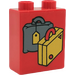Duplo Red Brick 1 x 2 x 2 with Suitcases without Bottom Tube (4066)