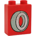 Duplo Red Brick 1 x 2 x 2 with Tyre without Bottom Tube (4066)