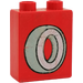 Duplo Red Brick 1 x 2 x 2 with Tyre without Bottom Tube (4066)