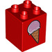 Duplo Red Brick 2 x 2 x 2 with Ice Cream Cone and Dropped Cone (31110 / 37372)