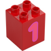 Duplo Rot Stein 2 x 2 x 2 mit Number 1 (31110 / 77918)