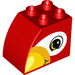Duplo Red Brick 2 x 3 x 2 with Curved Side with Parrot Face (11344 / 29057)