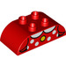 Duplo Rot Stein 2 x 4 mit Gebogen Seiten mit Rot und Weiß spotty Kleid oben mit Gelb button (43810 / 98223)