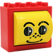 Duplo Red Brick 2 x 4 x 3 with yellow drum with face with freckles