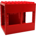 Duplo Red Building Block 6 x 8 x 6 with drive through and Two Window Openings