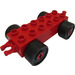 Duplo Red Car Chassis 2 x 6 with Black Wheels (Older Open Hitch) (2312 / 74656)