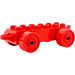 Duplo Red Car Chassis 2 x 6 with Red wheels (Closed Hitch)