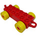 Duplo Red Car Chassis 2 x 6 with Yellow Wheels (Closed Hitch)