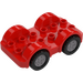 Duplo Red Car with Black Wheels and Silver Hubcaps (11970 / 35026)