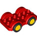 Duplo Red Car with Black Wheels and Yellow Hubcaps (11970 / 35026)