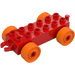 Duplo Red Chassis 2 x 6 with Orange Wheels (2312 / 14639)