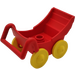 Duplo Red Pram with Larger Yellow Wheels (88206 / 92937)