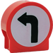 Duplo Rood Ronde Sign met Links Pijl met ronde zijkanten (41970)