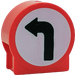 Duplo Rood Ronde Sign met Links Pijl met ronde zijkanten (41970)