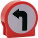 Duplo Red Round Sign with Left Arrow with Round Sides (41970 / 43196)