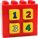 Duplo Red Sound Brick 2 x 4 x 3 with numbered yellow push buttons