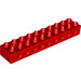 Duplo Red Technic Brick 2 x 10 (9 Holes) (6515 / 75350)