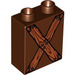 Duplo Reddish Brown Brick 1 x 2 x 2 with 2 Crossed Boards without Bottom Tube (4066 / 52644)