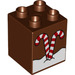 Duplo Reddish Brown Brick 2 x 2 x 2 with Candy Canes and Snow (1361 / 31110)