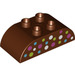 Duplo Reddish Brown Brick 2 x 4 with Curved Sides with Blue, White, Green and Pink Spots (37193 / 98223)