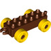 Duplo Reddish Brown Car Chassis 2 x 6 with Yellow Wheels (Modern Open Hitch) (10715 / 14639)