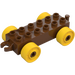 Duplo Reddish Brown Car Chassis 2 x 6 with Yellow Wheels (Open Hitch) (10715 / 14639)