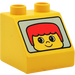Duplo Slope 2 x 2 x 1.5 (45°) with Face with Red Hair (6474)