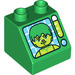 Duplo Pente 2 x 2 x 1.5 (45°) avec Vert Figurine sur Monitor (6474 / 36625)