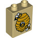 Duplo Beige Stein 1 x 2 x 2 mit Beehive und Bees mit Unterrohr (15847 / 19353)