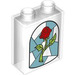 Duplo Transparent Brick 1 x 2 x 2 with Red Rose with Bottom Tube (15847 / 101588)