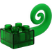 Duplo Transparent Green Brick 2 x 2 with spiral rubber tail