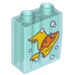 Duplo Transparentes Hellblau Stein 1 x 2 x 2 mit Fisch (4066 / 107434)