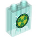 Duplo Transparent Light Blue Brick 1 x 2 x 2 with Radioactive Logo with Bottom Tube (15847 / 36626)