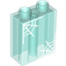 Duplo Transparent Light Blue Brick 1 x 2 x 2 with white spider webs with Bottom Tube (15847 / 36627)