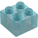 Duplo Transparent Light Blue Glitter Brick 2 x 2 (3437 / 89461)