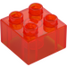 Duplo Transparent Neon Reddish Orange Brick 2 x 2 (3437 / 89461)