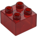 Duplo Transparent Red Brick 2 x 2 (3437 / 89461)