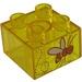 Duplo Transparent Yellow Brick 2 x 2 with Flying Bee (3437 / 93630)