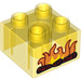 Duplo Transparent Yellow Brick 2 x 2 with Log Fire (3437 / 36609)