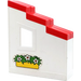 Duplo Wall 2 x 6 x 6 with Right Window and Red Stepped Roof with flower pot Sticker (6463)