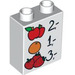 Duplo White Brick 1 x 2 x 2 with Apples 2 Orange 1 Strawberries 3 without Bottom Tube (4066 / 93586)