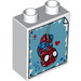 Duplo White Brick 1 x 2 x 2 with Drawing of Spider-Man Hanging with Red Heart with Bottom Tube (15847 / 78613)