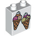 Duplo White Brick 1 x 2 x 2 with Ice Cream Cones without Bottom Tube (4066 / 19361)