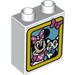 Duplo White Brick 1 x 2 x 2 with Minnie mouse and cat with Bottom Tube (15847 / 38650)