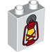 Duplo White Brick 1 x 2 x 2 with red lantern with Bottom Tube (15847 / 36973)